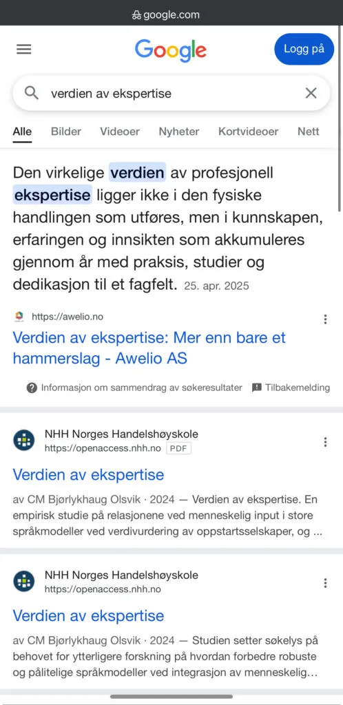Verdien_av_ekspertise_Awelio_featured_snippet_topp_1_google